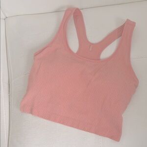 CALIA Cropped Ribbed Tank Top - coral